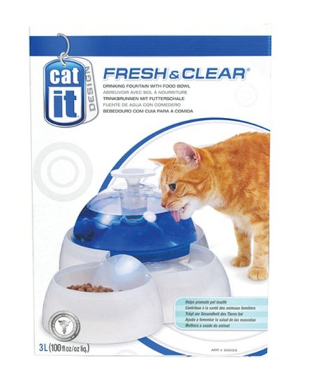(image for) Catit Fresh n Clear Cat 3Ltr Drinking Fountain With Food Bowl - Click Image to Close
