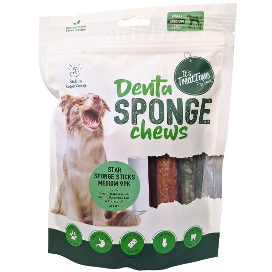 (image for) ITT Denta Sponge Chews Star Medium 9Pk - Click Image to Close