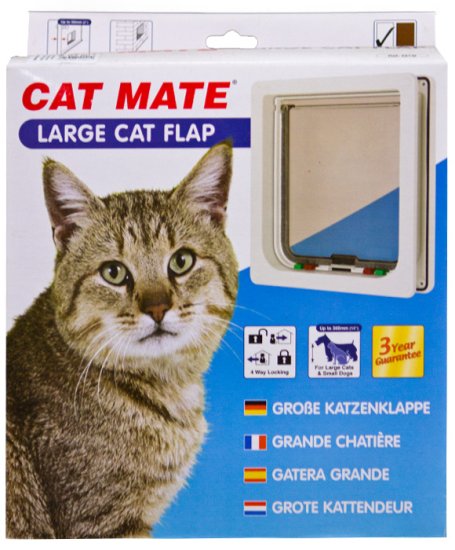 (image for) Petmate Door Large Cat Flap 4 Way Locking White - Click Image to Close