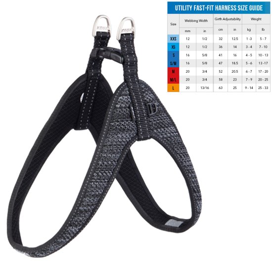 (image for) Rogz Harness Fast Fit Black Small/Medium - Click Image to Close