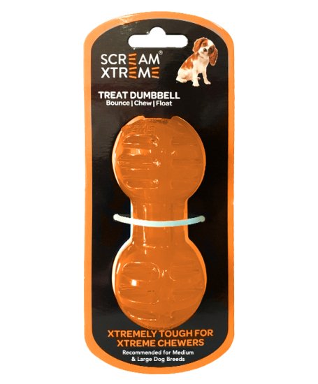 (image for) Scream Treat Dumbbell Medium Large 14cm Orange - Click Image to Close