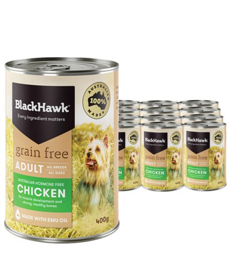 (image for) Black Hawk Dog Grain Free Wet 12x400g Chicken - Click Image to Close