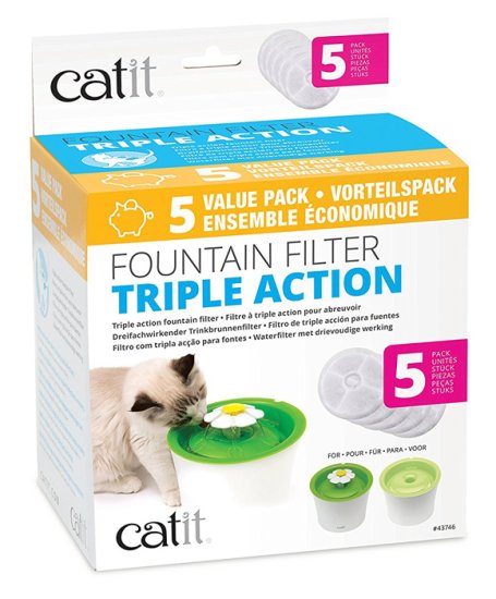 (image for) Catit 2.0 Cat Senses Flower Water Fountain 3L Refill Catridges 5Pack - Click Image to Close