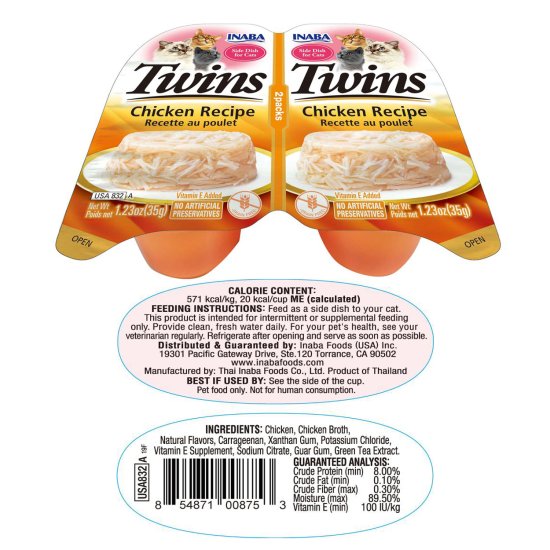 (image for) INABA Cat Twins 2Pack 70g Chicken - Click Image to Close