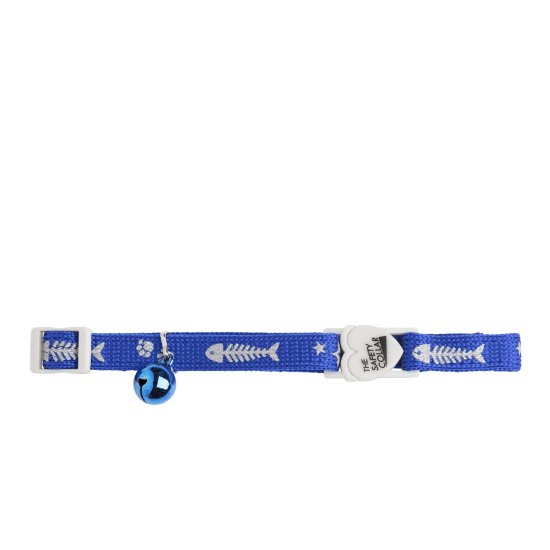 (image for) Beaupets Cat Collar Reflective Fish/Bone Blue - Click Image to Close