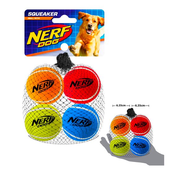 (image for) Nerf Dog Squeak Tennis Balls 6.25cm 4Pk - Click Image to Close