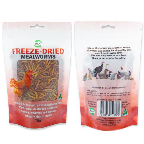(image for) Pisces Freeze Dried Poultry Mealworms 70g - Click Image to Close