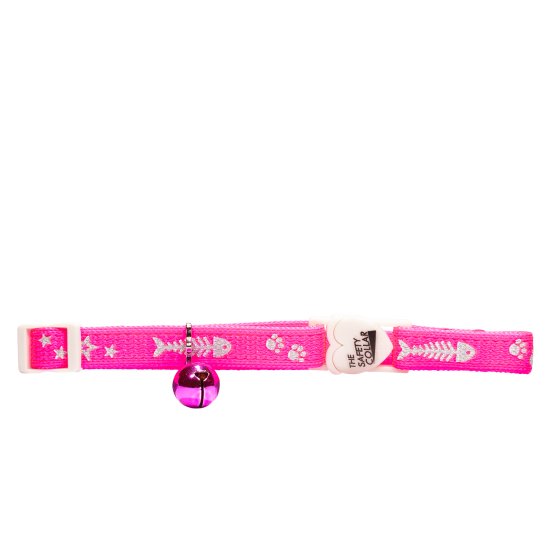 (image for) Beaupets Cat Collar Reflective Fish/Bone Pink - Click Image to Close