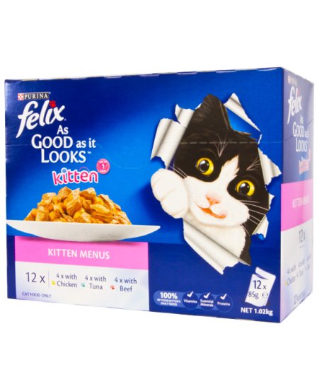 (image for) Felix Cat 12x85g Kitten Menus - Click Image to Close