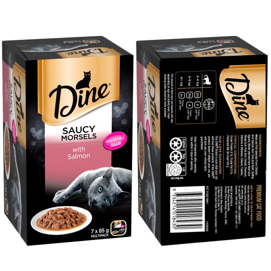 (image for) Dine 7x85g Saucy Morsels With Salmon - Click Image to Close