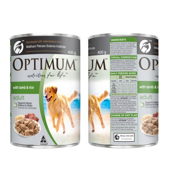 (image for) Optimum Dog Wet 6x400g Lamb Rice - Click Image to Close