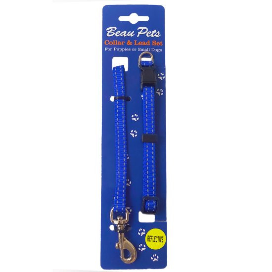 (image for) Beaupets Puppy Collar & Lead Set Blue - Click Image to Close