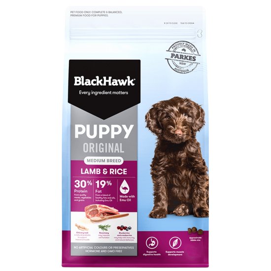 (image for) Black Hawk Dog Food Puppy Medium Lamb Rice 3kg - Click Image to Close