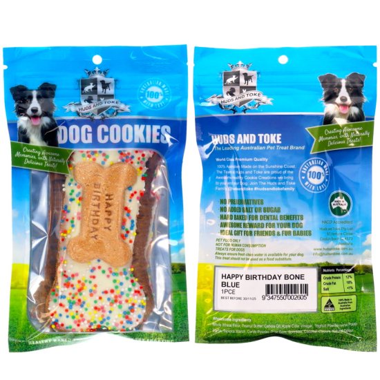 (image for) Huds Toke Cookie BirthDay Bone Blue 1Pack 14cm - Click Image to Close