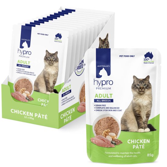 (image for) Hypro Premium Grain Free Cat Wet 12x85g Pate Adult Chicken - Click Image to Close