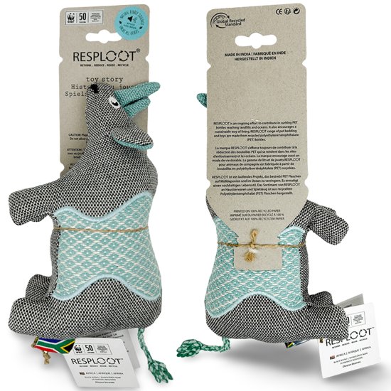 (image for) Resploot Dog Toy Black Rhino 25cm with Squeaker - Click Image to Close