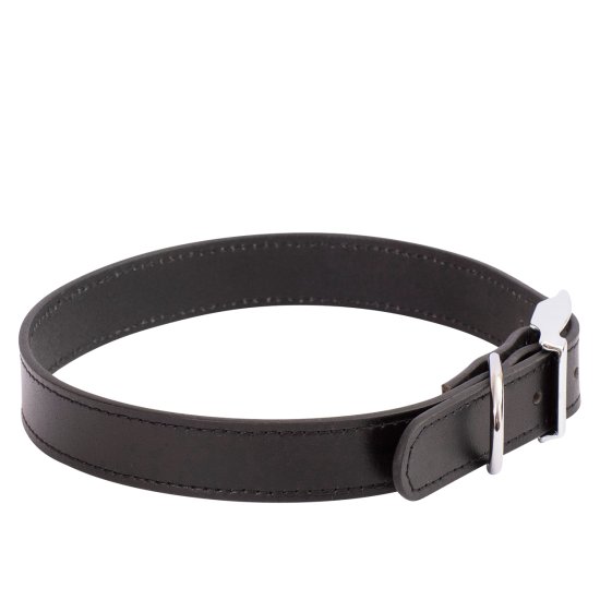 (image for) Beaupets Collar Leather Deluxe Sewn 40Cm Black - Click Image to Close