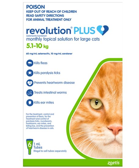 (image for) Revolution Plus for Cats 5.1-10Kg 6Pk Green - Click Image to Close