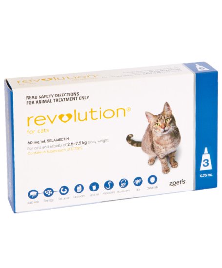 (image for) Revolution for Cats 2.6-7.5Kg Blue 3Pack - Click Image to Close