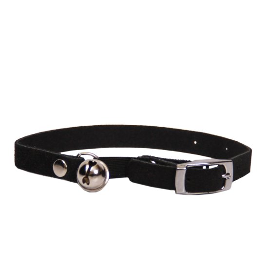 (image for) Beaupets Cat Suede Collar 30cm with Bell Black - Click Image to Close