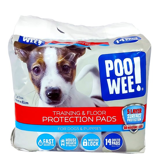 (image for) Poo Wee Training Pads 14Pk 61x61cm - Click Image to Close