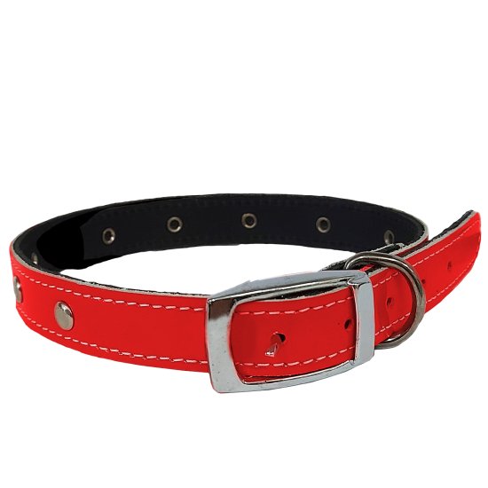 (image for) Beaupets Collar Leather Patent Studded 65Cm Red - Click Image to Close