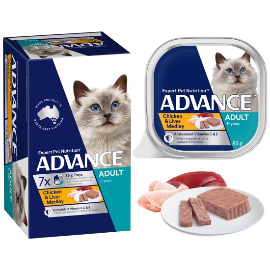 (image for) Advance Cat Wet Multipack 7x85g Adult Chicken Liver Medley - Click Image to Close