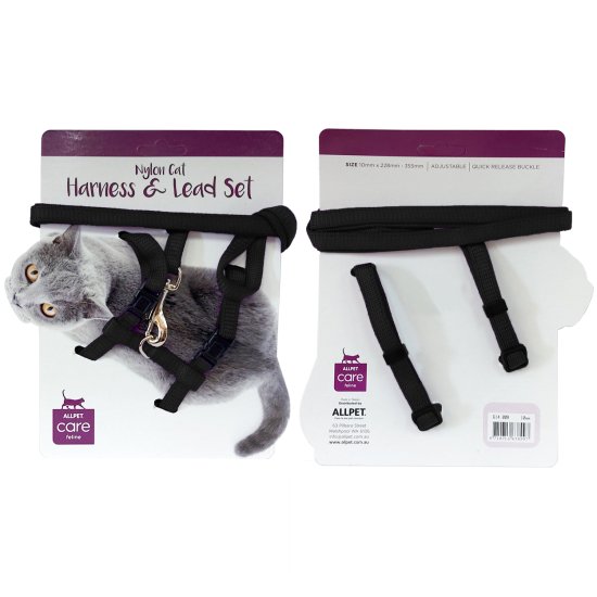(image for) Allpet Cat Harness Lead Set Black - Click Image to Close