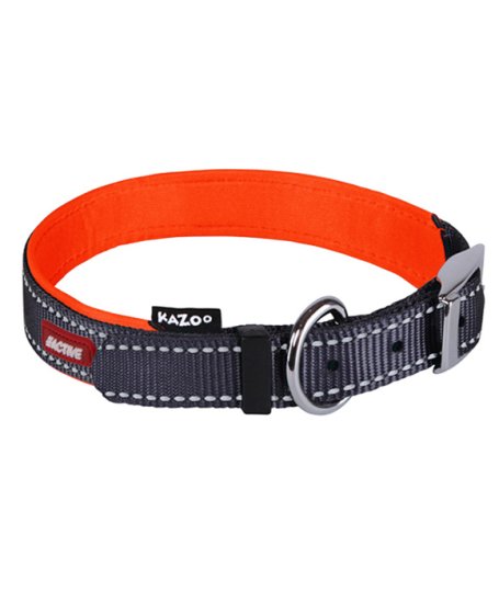 (image for) Kazoo Action Nylon Collar Slate/Org 550X20Mm L - Click Image to Close