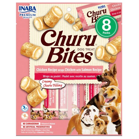 (image for) INABA Dog Churu Bites 8Pack 96g Chicken Salmon - Click Image to Close