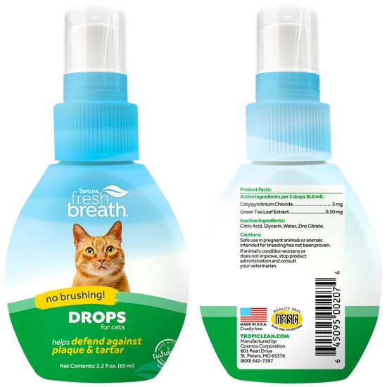 (image for) Tropiclean Fresh Breath Drops for Cats 65ml - Click Image to Close