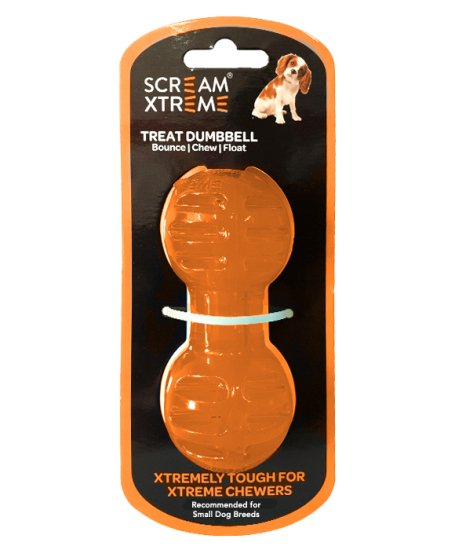 (image for) Scream Treat Dumbbell Small 11.5cm Orange - Click Image to Close