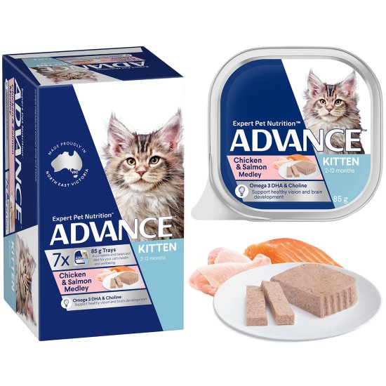 (image for) Advance Cat Wet Multipack 7x85g Kitten Chicken Salmon Medley - Click Image to Close