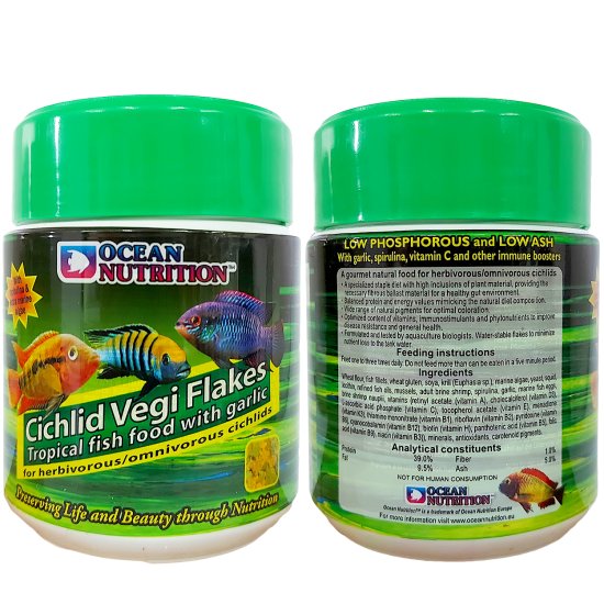 (image for) Ocean Nutrition Cichlid Vegi Flakes 34g - Click Image to Close