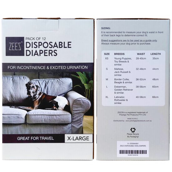 (image for) Zeez Disposable Diapers 12Pack XLarge To Suit Waist 40-58cm - Click Image to Close