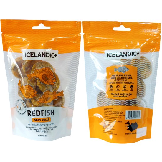(image for) Icelandic+ Dog Redfish Skin Rolls 85g - Click Image to Close