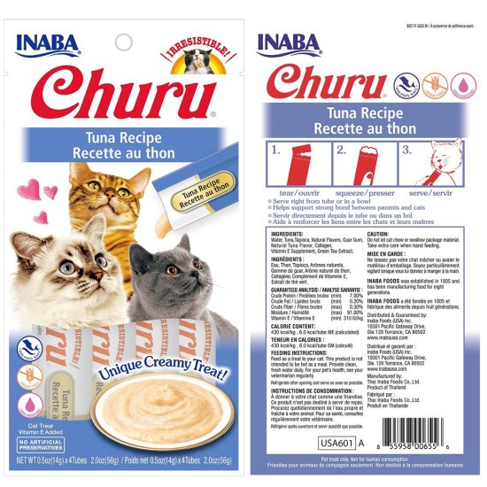 (image for) INABA Cat Churu 4Pack 56g Tuna - Click Image to Close