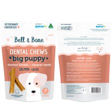 (image for) Bell & Bone Dental Chews 120g 7pk Big Puppy Salmon