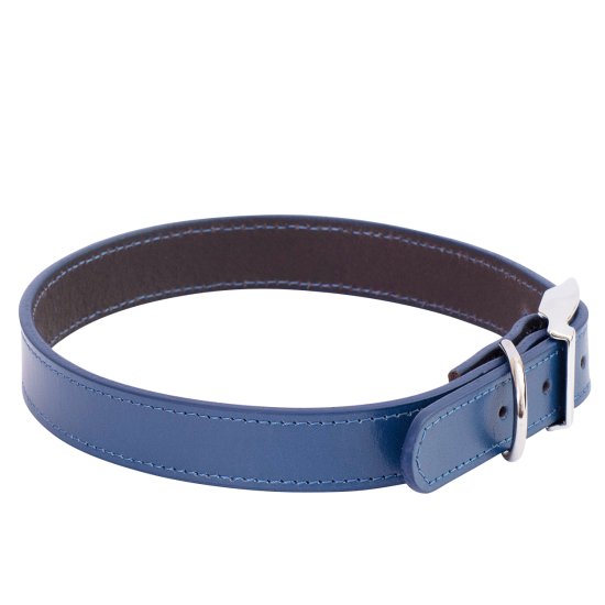 (image for) Beaupets Collar Leather Deluxe Sewn 65Cm Blue - Click Image to Close