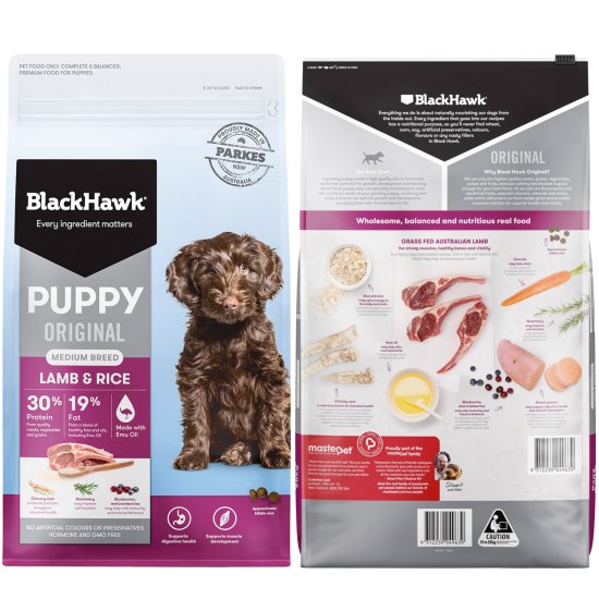(image for) Black Hawk Dog Food Puppy Medium Lamb Rice 20kg - Click Image to Close