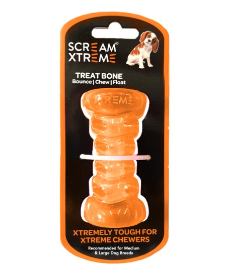(image for) Scream Treat Bone Medium Large 13cm Orange - Click Image to Close