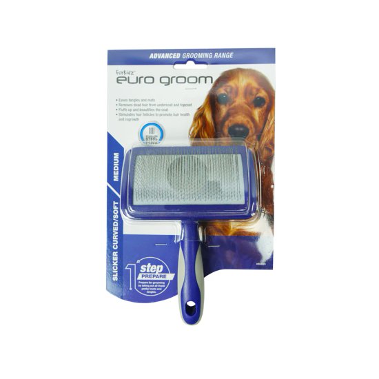 (image for) Euro Groom Curved Slicker Brush Soft Pin Medium - Click Image to Close