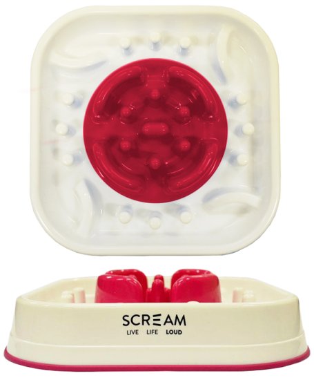(image for) Scream Slow Feed Interactive Bowl 28x28x7cm Pink - Click Image to Close