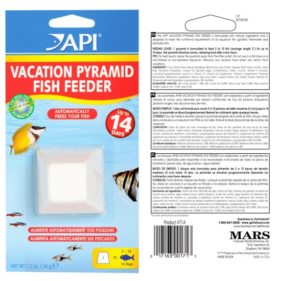 (image for) API Vacation Pyramid Fish Feeder 14Days - Click Image to Close