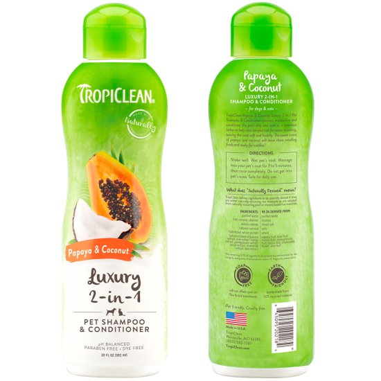 (image for) Tropiclean Shampoo and Conditioner 355ml Papaya Coconut - Click Image to Close