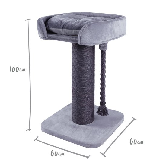 (image for) Kazoo Scratch Post High Bed w/Rope Ash 60x60x100cm - Click Image to Close