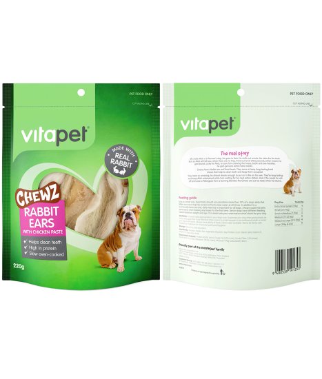 (image for) Vitapet Dog Treats Rabbit Ears with Chicken 220g - Click Image to Close