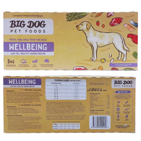 (image for) Big Dog Barf for Dogs 3kg Wellbeing - Click Image to Close