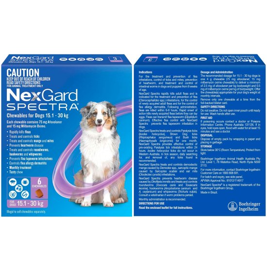 (image for) NexGard Spectra Chews For Dogs Large 15.1-30kg 6Pack - Click Image to Close