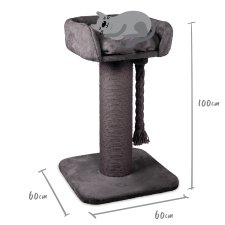 (image for) Kazoo Scratch Post High Bed w/Rope Charcoal 60x60x100cm